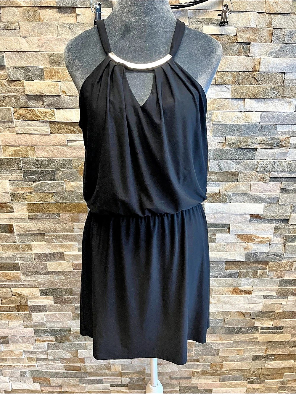 White House Black Market Black Mini Dress Size Medium Like New